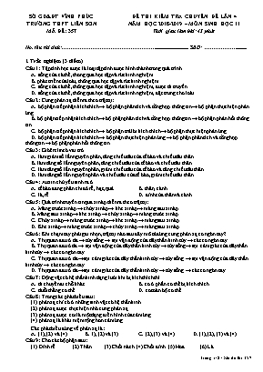 Đề thi kiểm tra chuyên đề lần 4 môn Sinh học Lớp 11 - Mã đề 357 - Năm học 2018-2019 - Trường THPT Liễn Sơn